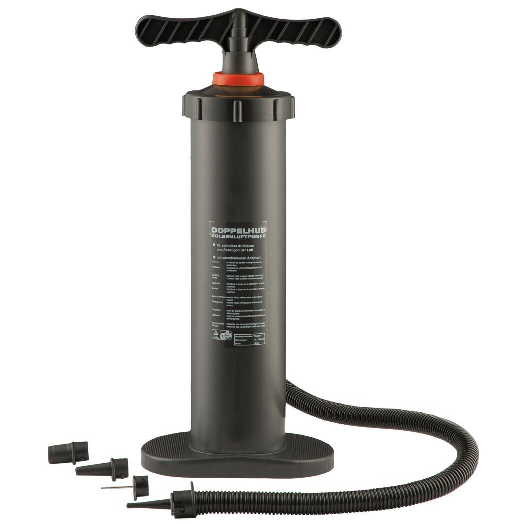 Schwarze Doppelhub-Kolbenluftpumpe mit verschiedenen Adaptern