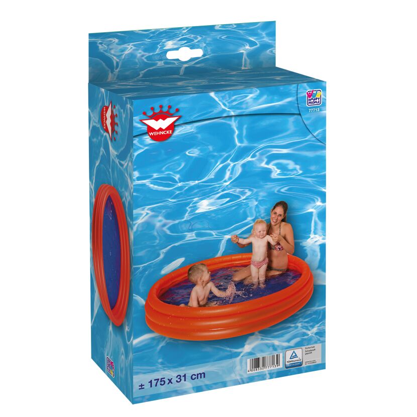 Zwei Kleinkinder im aufblasbaren 3-Ring-Pool