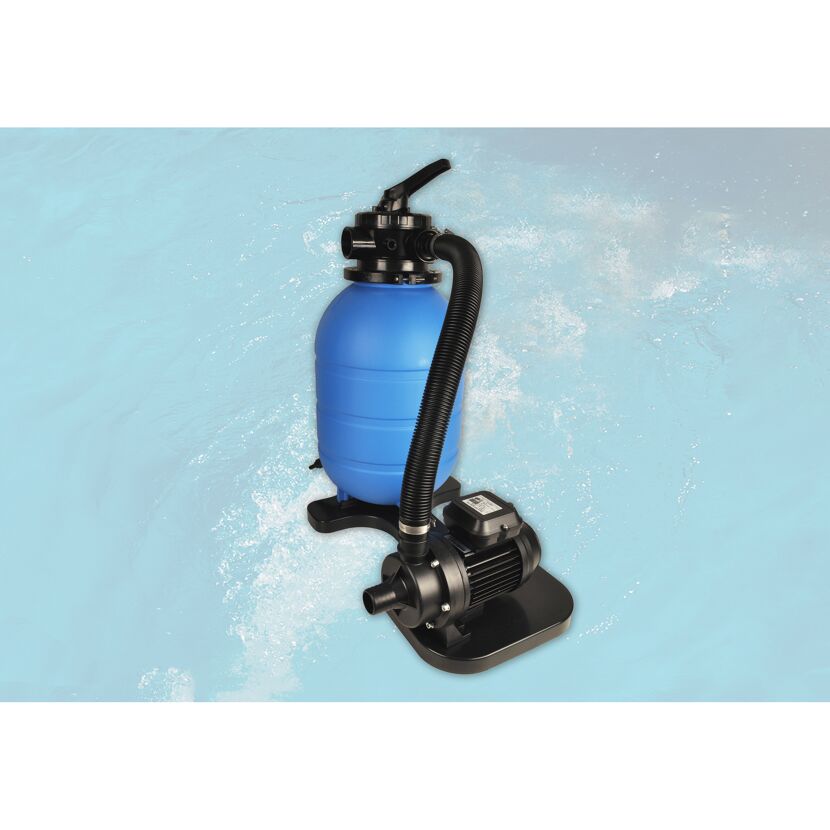 Blaue Sandfilteranlage für Pools