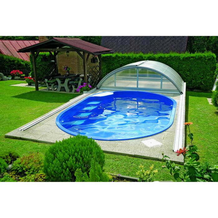 EinbaupoolSet 'Aspen' Glasfaserkunststoff grey rock 4,5 x 3,0 x 1,2 m