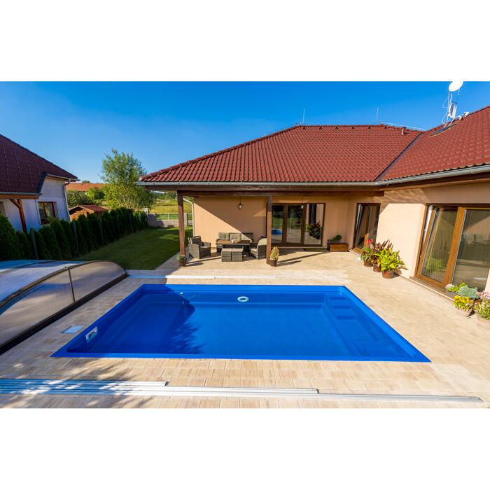 Einbaupool-Set 'Pine' Glasfaserkunststoff tropical blue 6,0 x 3,0 x 1,2 m