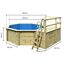 Massivholzpool-Set 'Modell 1 C' 400 x 400 x 124 cm mit Sonnendeck und Tiefbeckenleiter