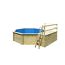 Massivholzpool-Set 'Modell 2 C' 470 x 470 x 124 cm mit Sonnendeck und Tiefbeckenleiter