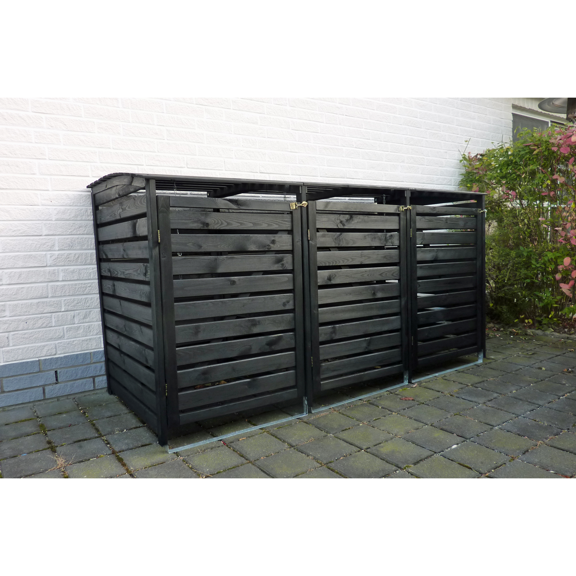 Promadino Mülltonnenbox ‘Vario III’ für 3 Tonnen anthrazit 219 x 122 x 92 cm