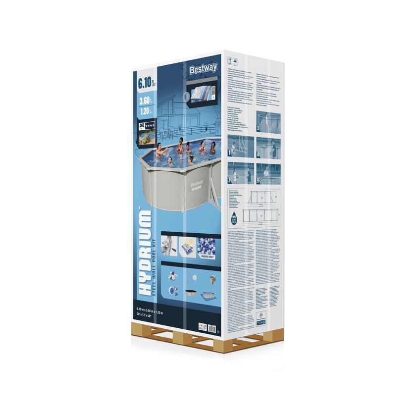 Stahlwandpool-Set 'Hydrium' Set 610 x 360 x 120 cm mit Sicherheitsleiter und Sandfilteranlage