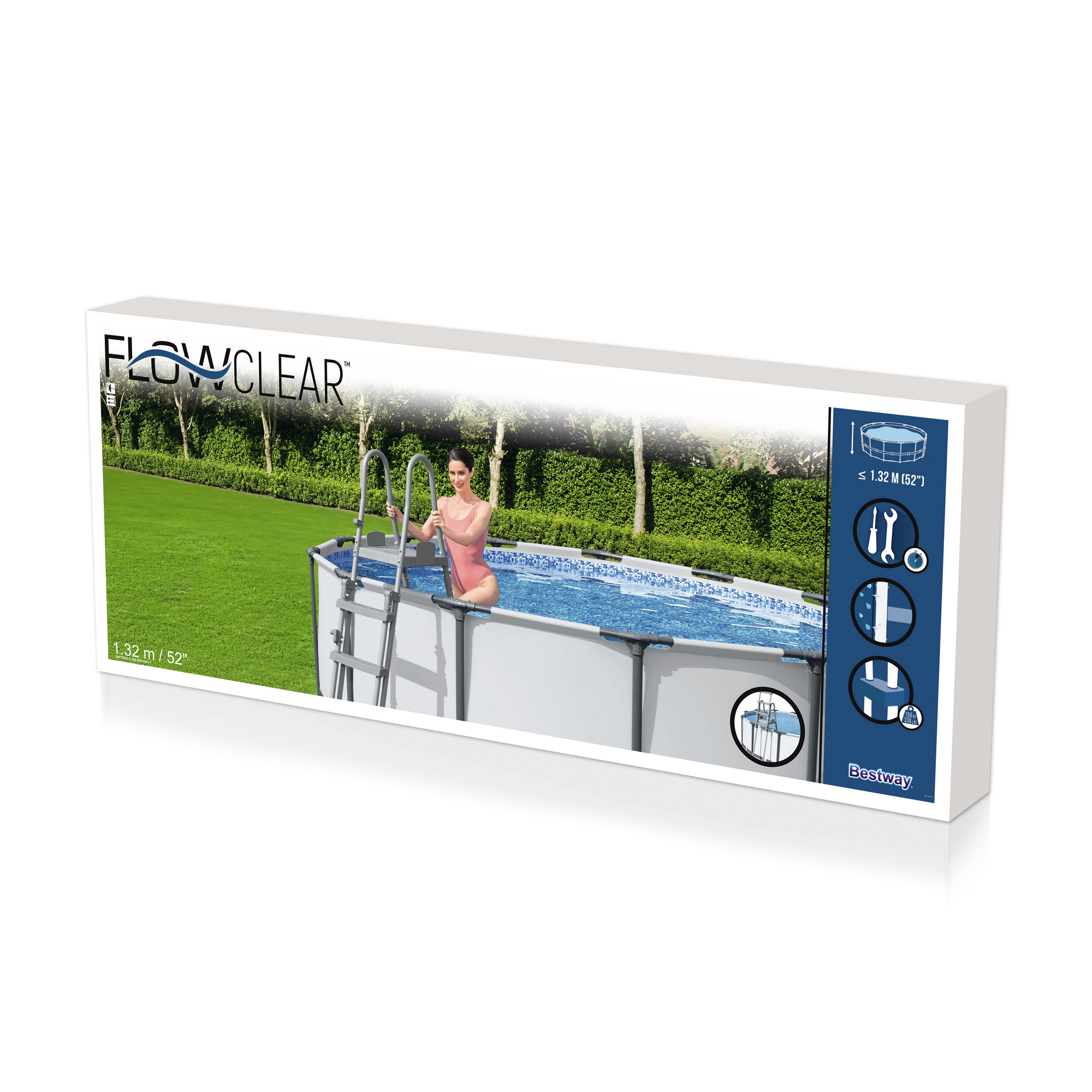 Pool-Sicherheitsleiter 'Flowclear™' Stahl 2 x 4 Stufen, 132 cm + product picture