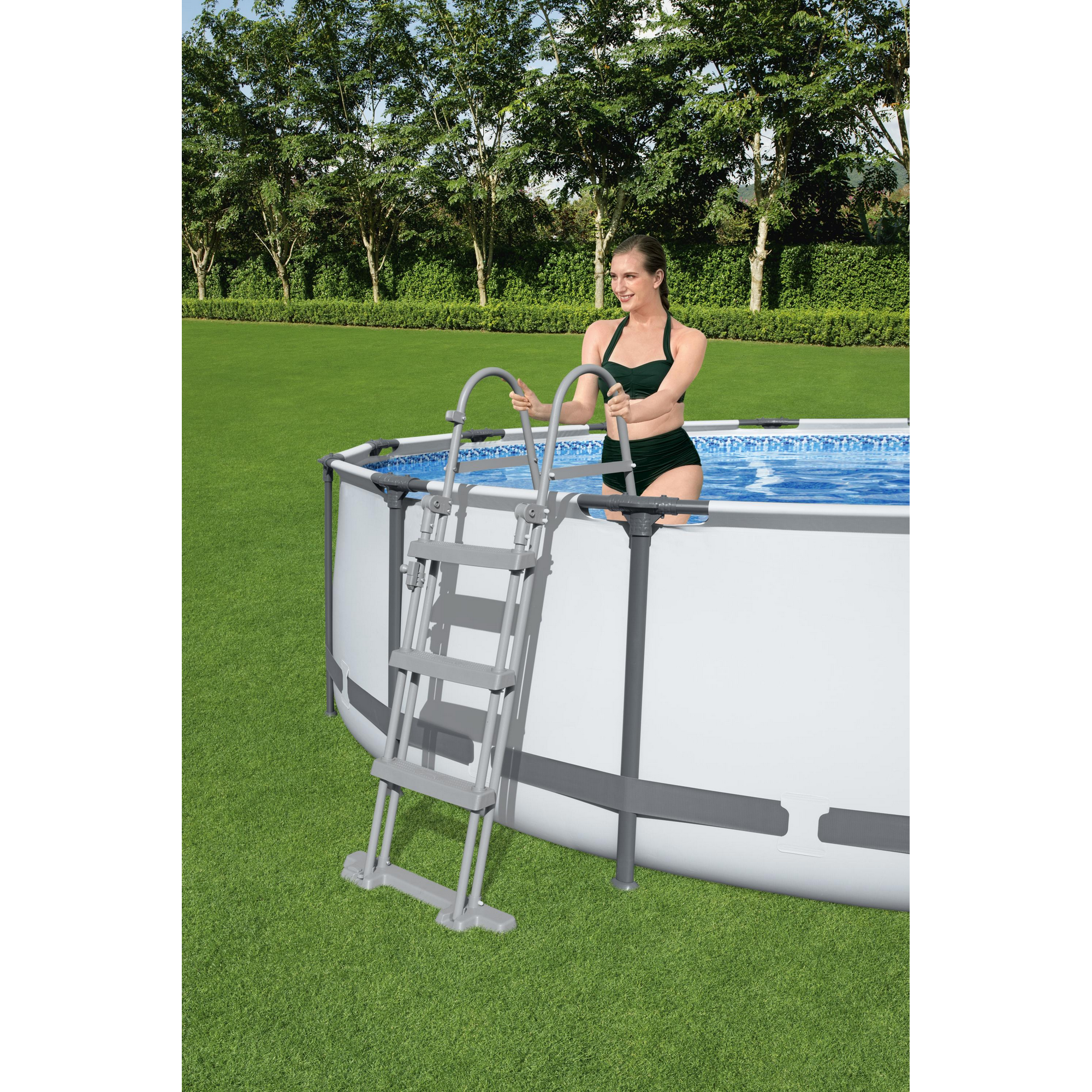 Pool-Sicherheitsleiter 'Flowclear™' Stahl 2 x 3 Stufen, 107 cm + product picture