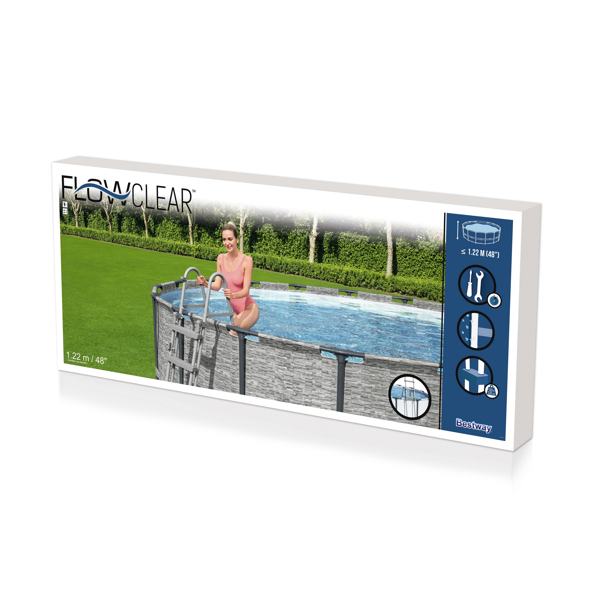 Pool-Sicherheitsleiter 'Flowclear™' Stahl 2 x 4 Stufen, 122 cm + product picture
