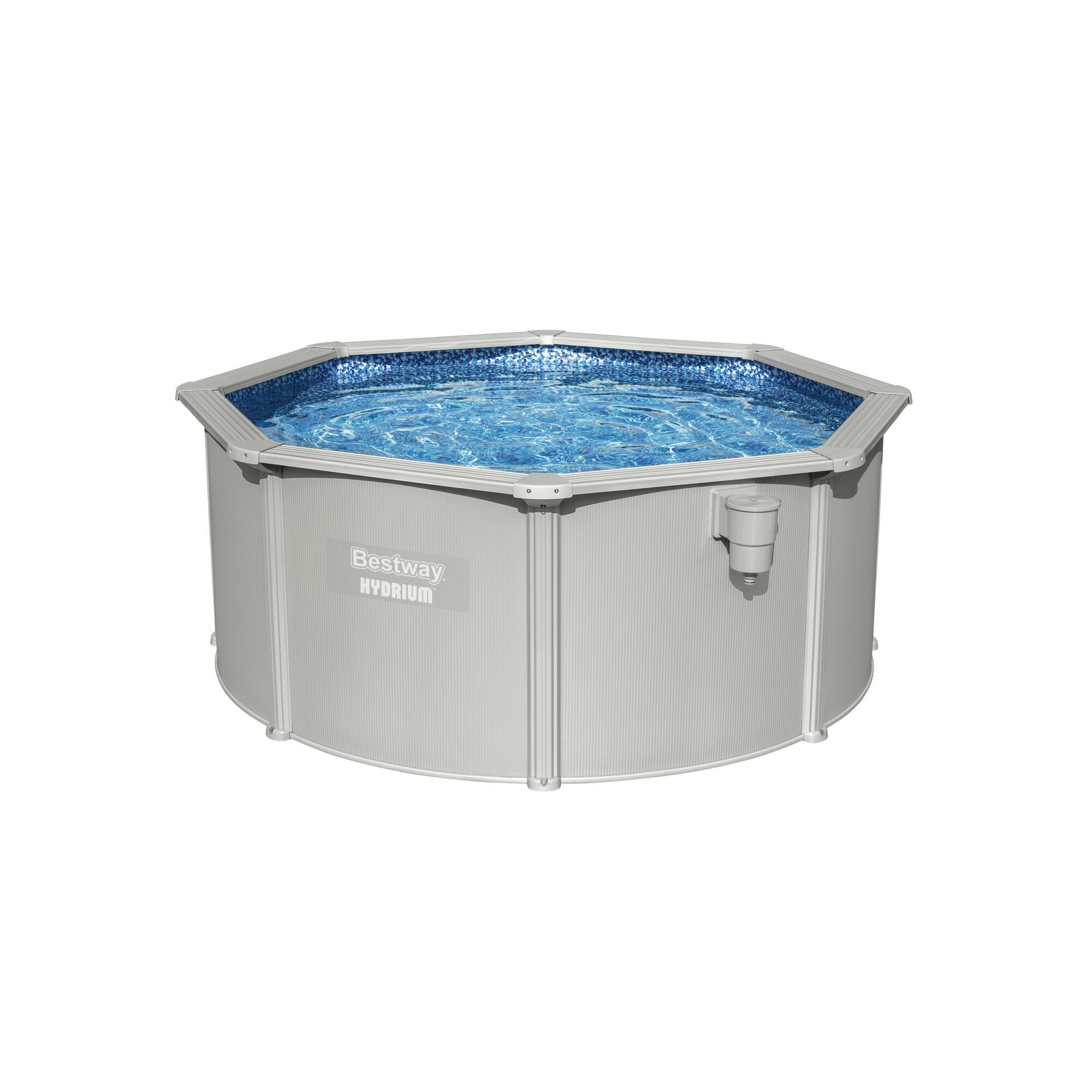 Bestway Stahlwandpool Hydrium mit blauem Wasser.
