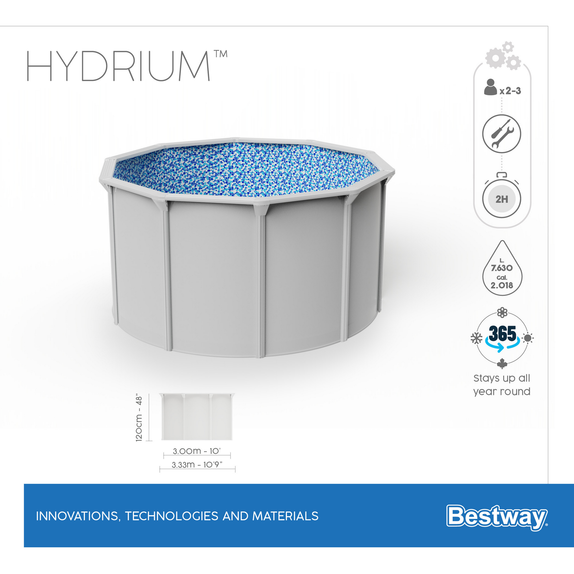 Stahlwandpool-Set 'Hydrium' Ø 300 x 120 cm mit Sandfilter und Sicherheitsleiter + product picture