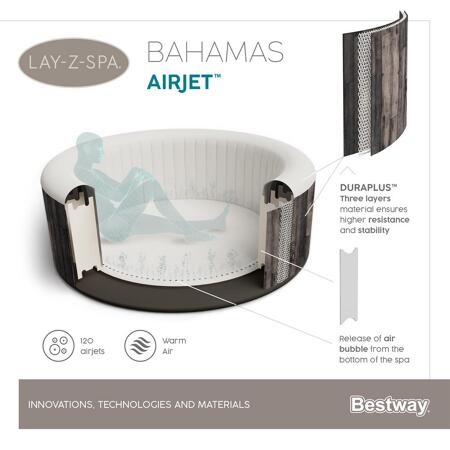 7. Bild von Whirlpool 'LAY-Z-SPA® Bahamas AirJet™' anthrazit Holz-Optik Ø 180 x 66 cm