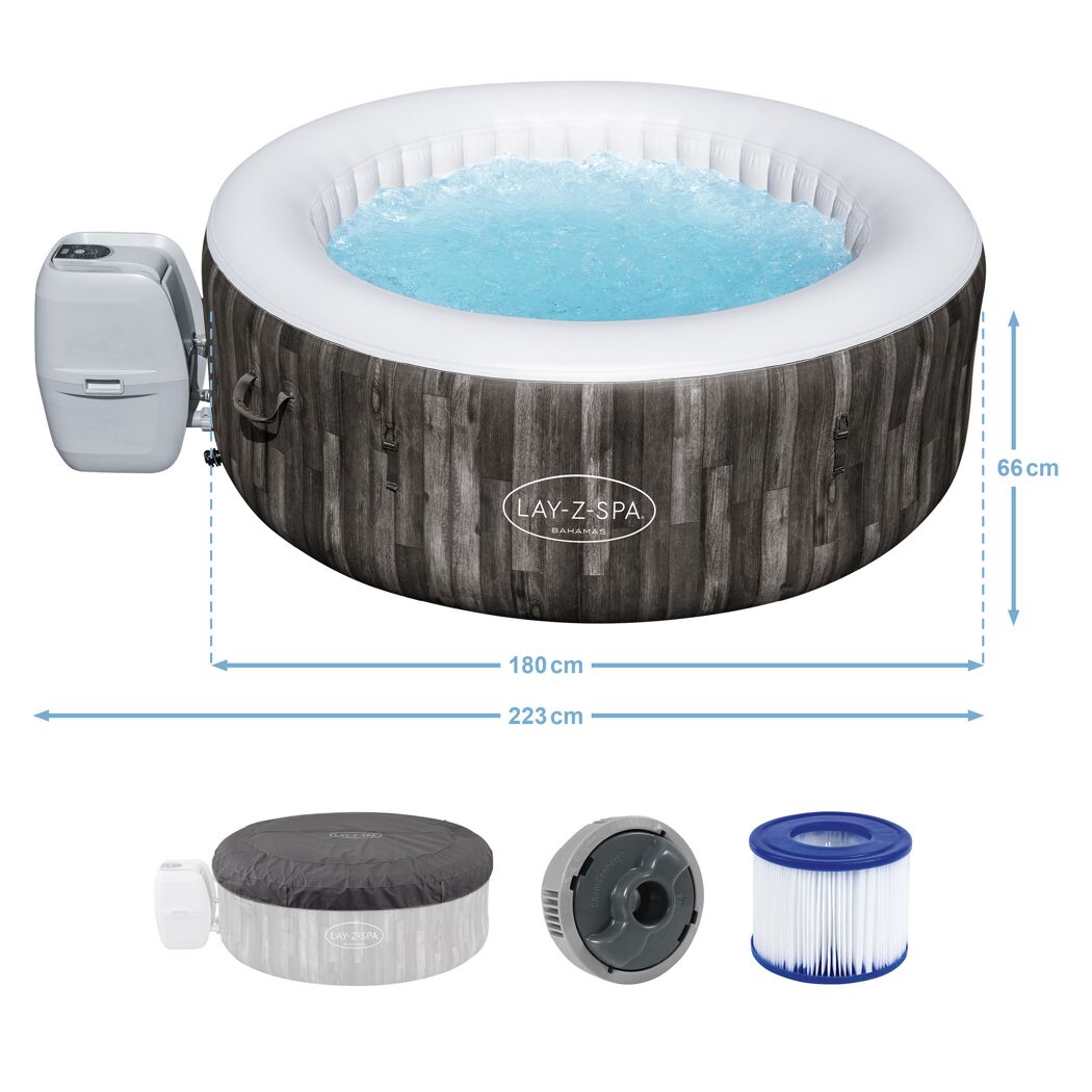 Aufblasbarer Whirlpool Lay-Z-Spa Bahamas mit Zubehör.