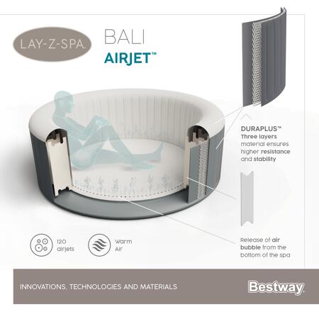 7. Bild von Whirlpool 'LAY-Z-SPA® Bali AirJet™' schwarz  Ø 180 x 66 cm, mit LED