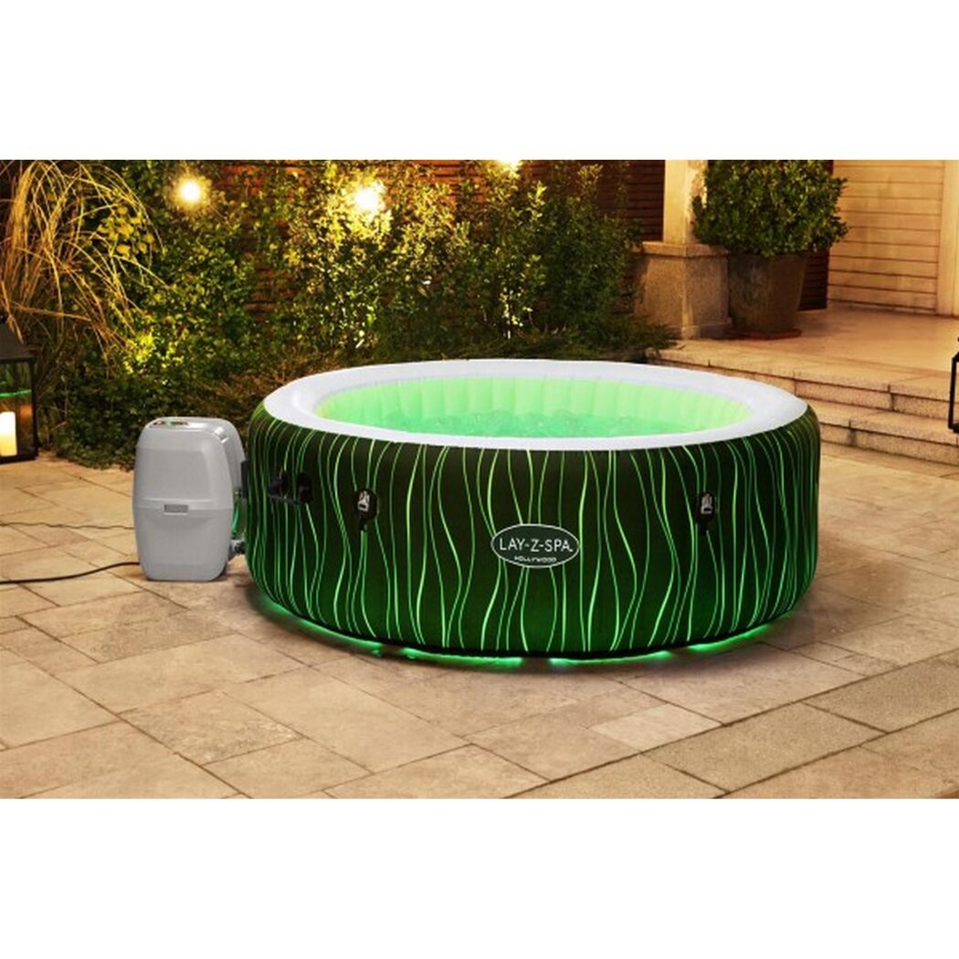 Aufblasbarer Whirlpool Lay-Z-Spa Hollywood mit grün leuchtenden LEDs