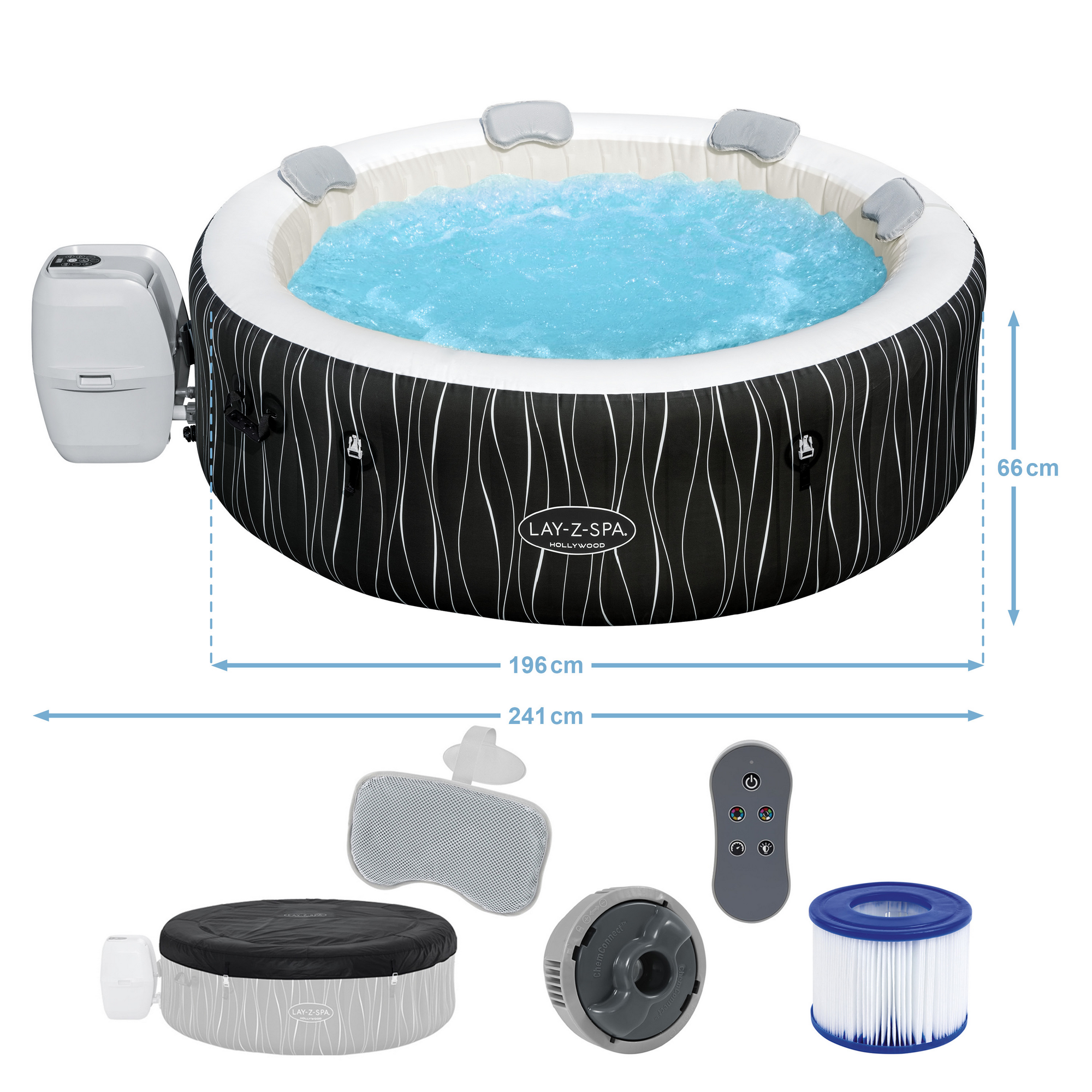 Whirlpool 'LAY-Z-SPA®Hollywood AirJet™' schwarz Ø 196 x 66 cm, mit LED + product picture