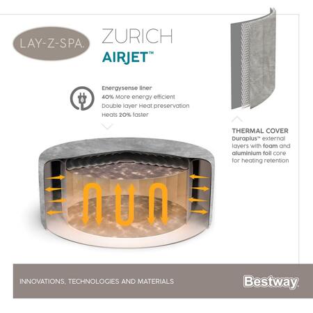 8. Bild von Whirlpool 'LAY-Z-SPA® ECO-Zurich AirJet™' grau Alabaster-Optik Ø 180 x 66 cm