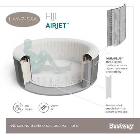 7. Bild von Whirlpool 'LAY-Z-SPA® Fiji AirJet™' grau Holz-Optik Ø 180 x 66 cm