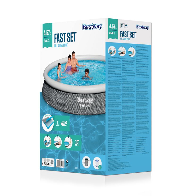 Bestway Fast Set Aufstellpool mit Familie im Pool