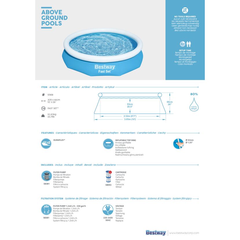 Bestway Fast Set Aufstellpool, blau, gefüllt
