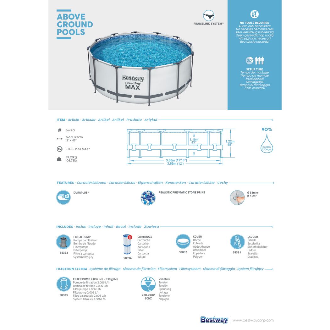 Bestway Stahlrahmenpool Steel Pro MAX