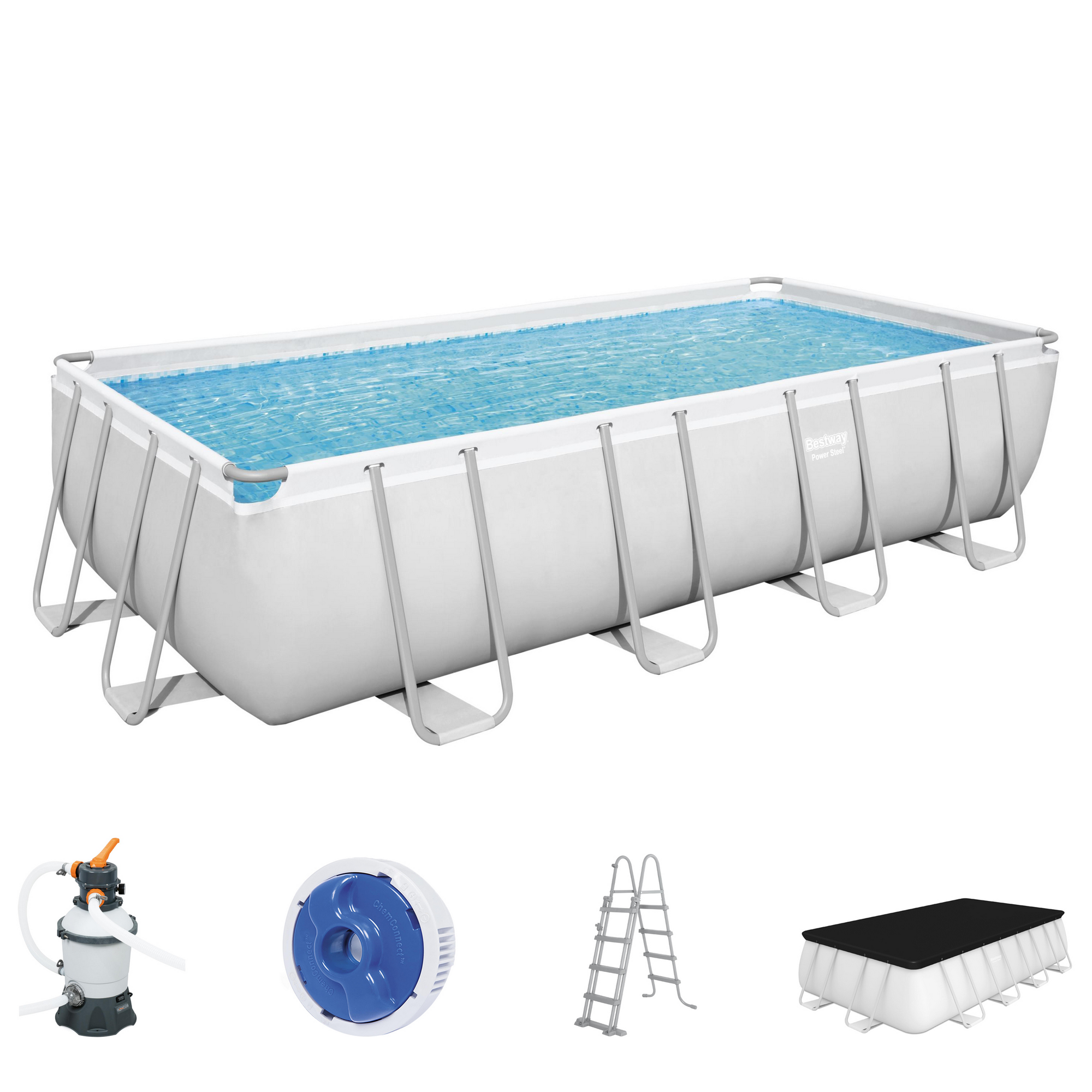 Frame-Pool-Set 'Power Steel' 488 x 244 x 122 cm mit Sicherheitsleiter und Sandfilteranlage + product picture