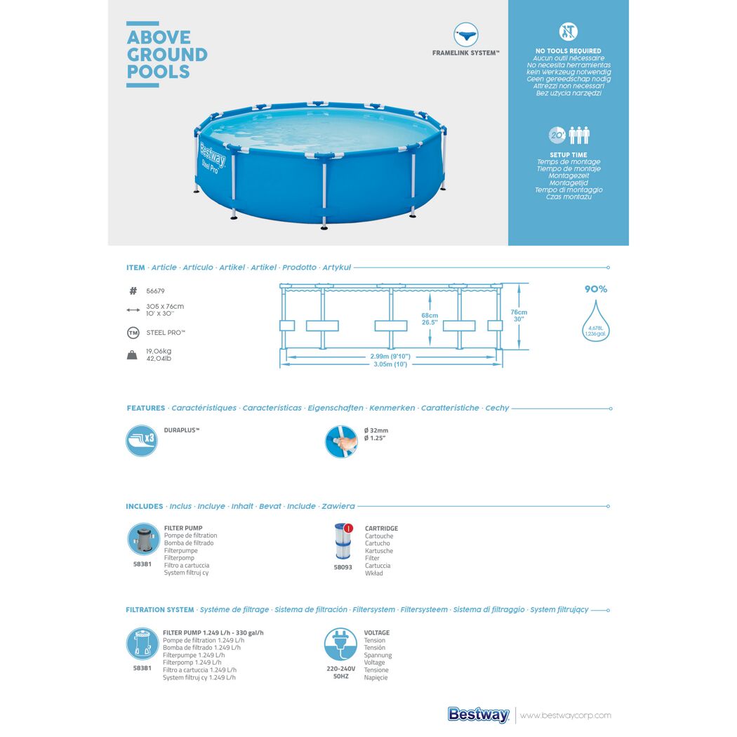 Blauer Bestway Steel Pro Aufstellpool