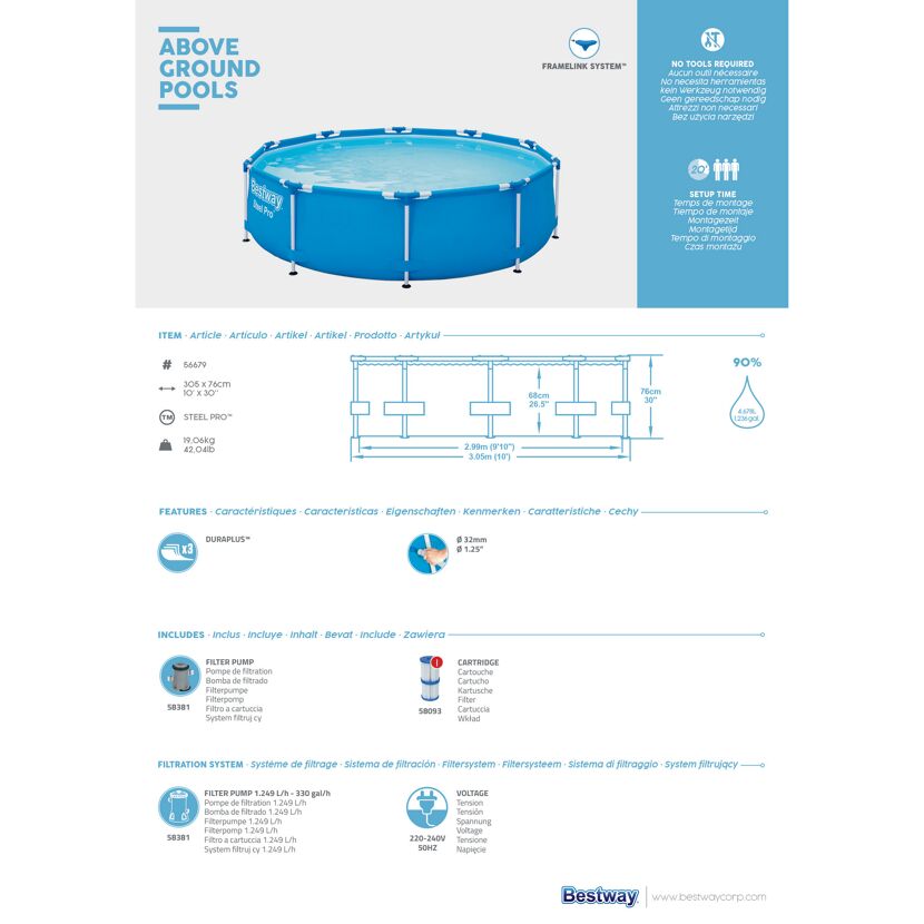 Blauer Bestway Steel Pro Aufstellpool