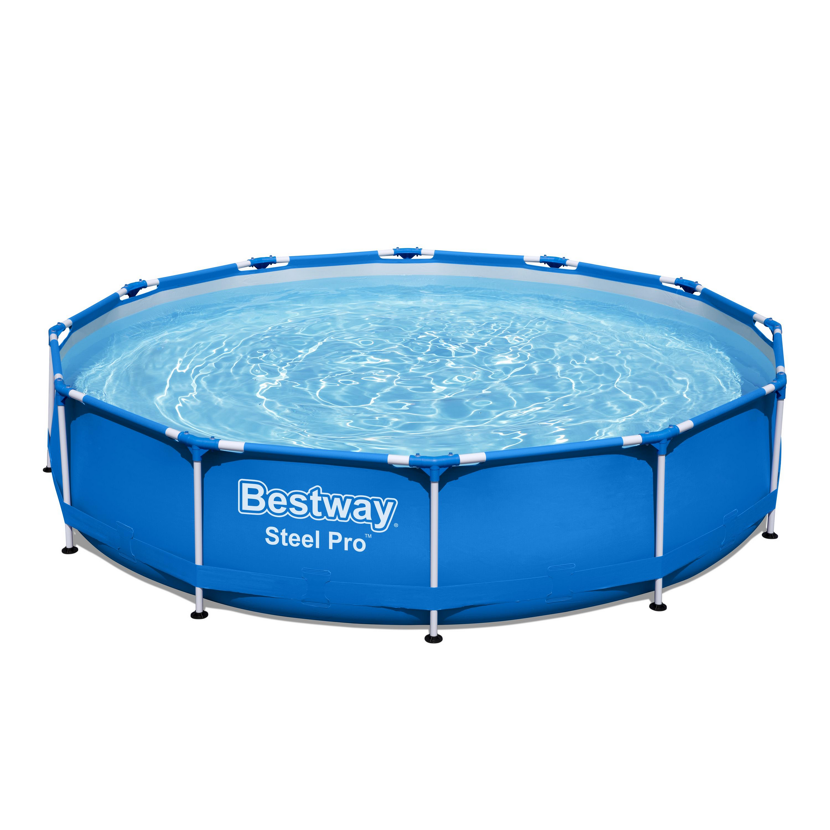 Bestway Steel Pro Aufstellpool mit Wasser gefüllt.