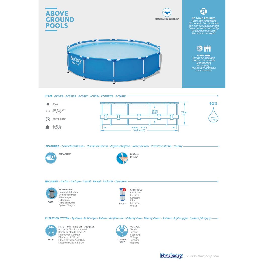 Blauer, runder Bestway Steel Pro Aufstellpool