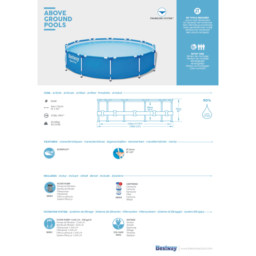Blauer, runder Bestway Steel Pro Aufstellpool