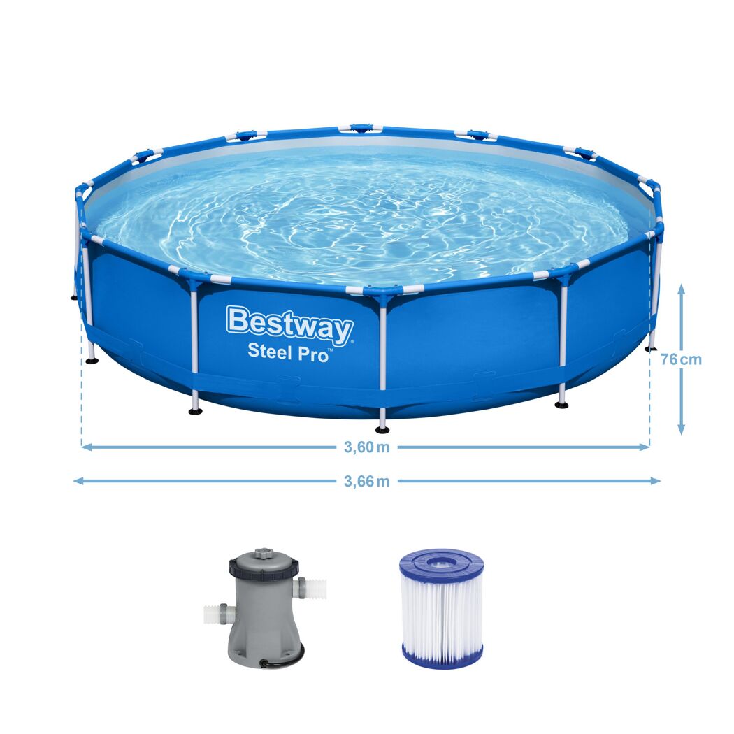 Bestway Stahlrahmenpool Steel Pro mit Filterpumpe