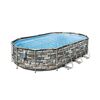 Ovaler Aufstellpool mit Steindesign