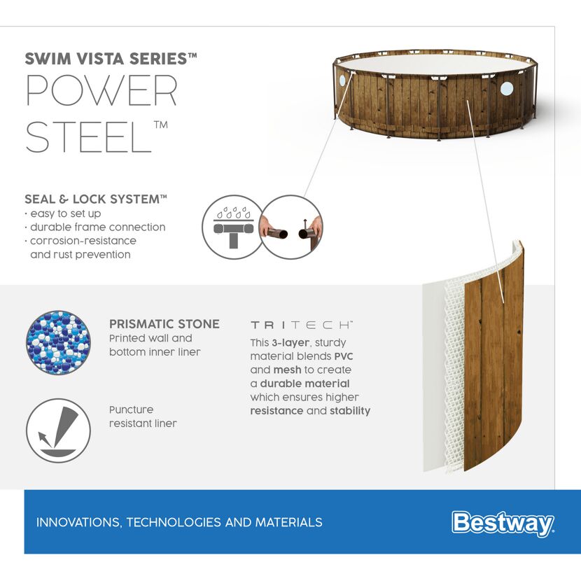 Bestway Power Steel Pool mit Holzoptik