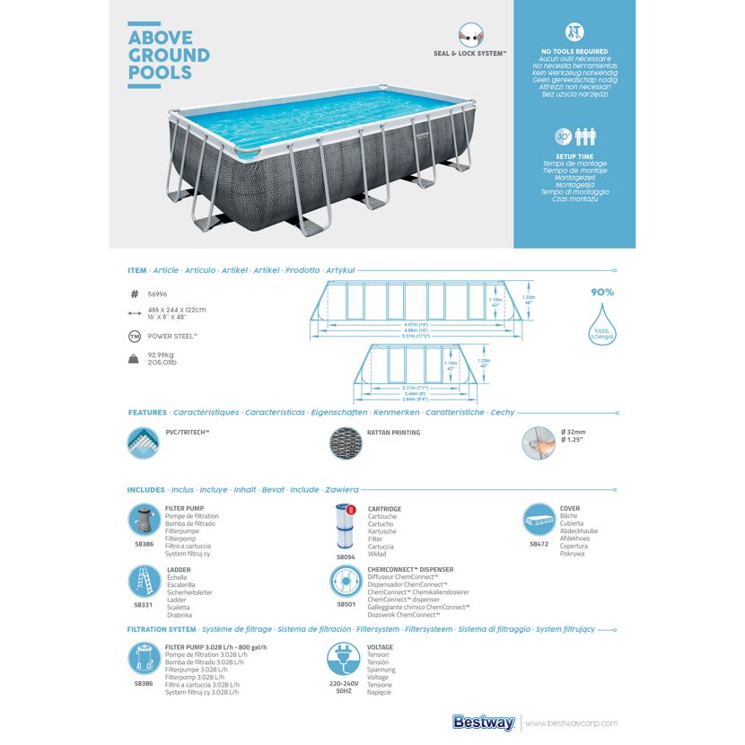 Bestway Power Steel Aufstellpool mit Filterpumpe und Leiter