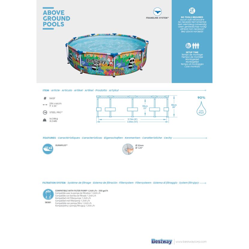 Bestway Aufstellpool Steel Pro mit Tiermotiv