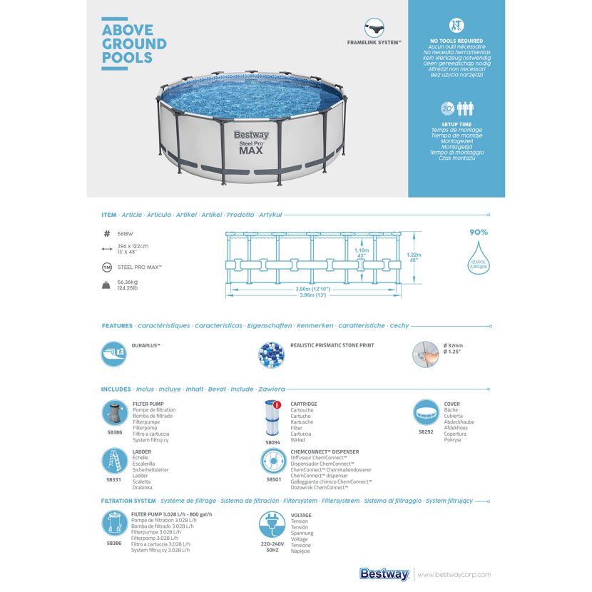 Bestway Stahlrahmen Aufstellpool Steel Pro MAX