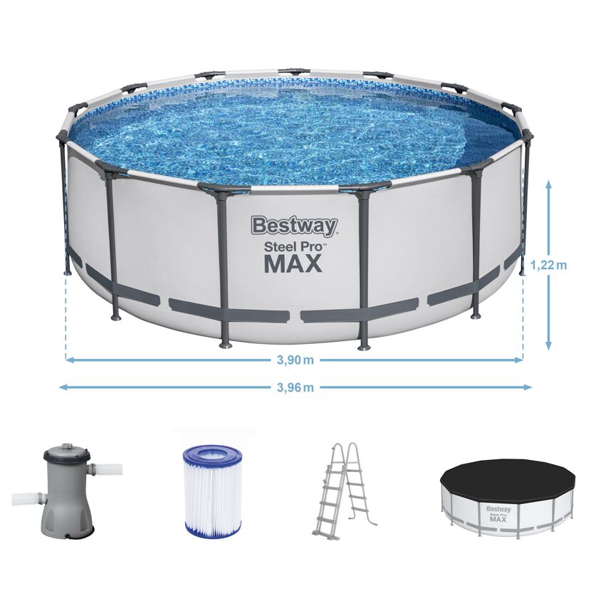 Bestway Steel Pro Max Pool mit Pumpe, Filter, Leiter und Abdeckung