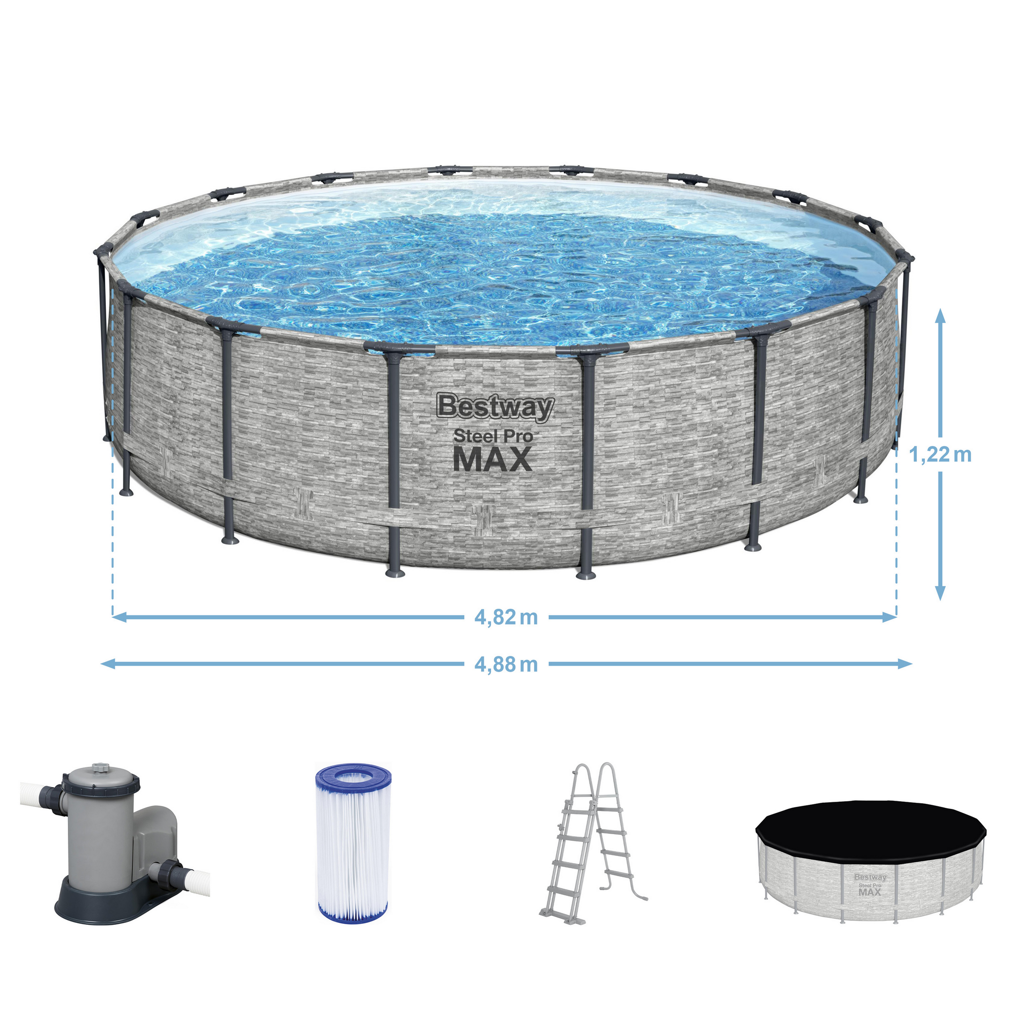 Frame-Pool-Set 'Steel Pro Max' Ø 488 x 122 cm mit Filterpumpe und Sicherheitsleiter + product picture
