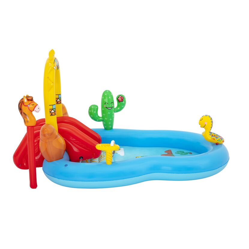Aufblasbares Wasserspielcenter mit Rutsche, Pferd und Kaktus