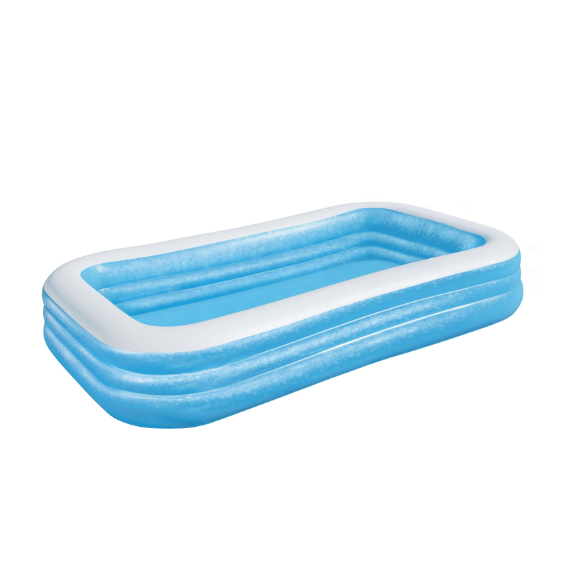 Blauer, aufblasbarer Family Pool mit weißem Rand.