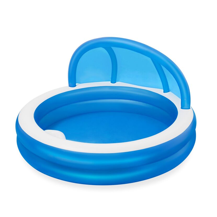 Blauer aufblasbarer Family Pool mit Sonnendach