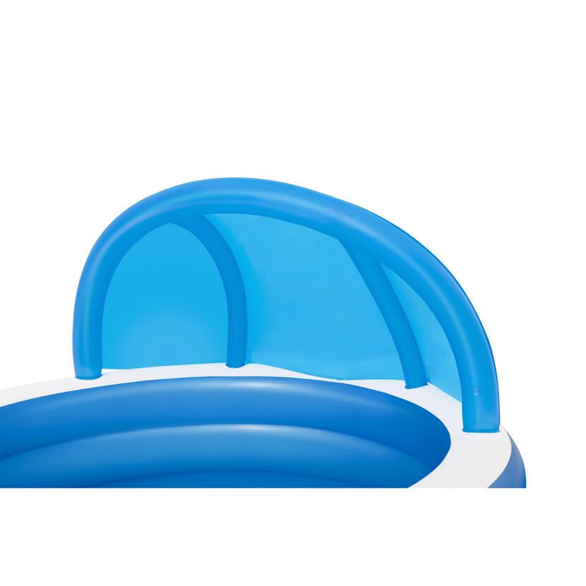 Blauer aufblasbarer Kinderpool mit Sonnendach