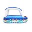 Blauer, aufblasbarer Kinderpool mit Sonnendach und maritimen Motiven.
