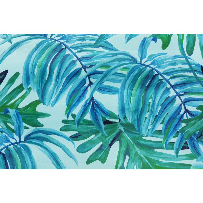 Muster aus blauen und grünen Blättern auf hellblauem Hintergrund