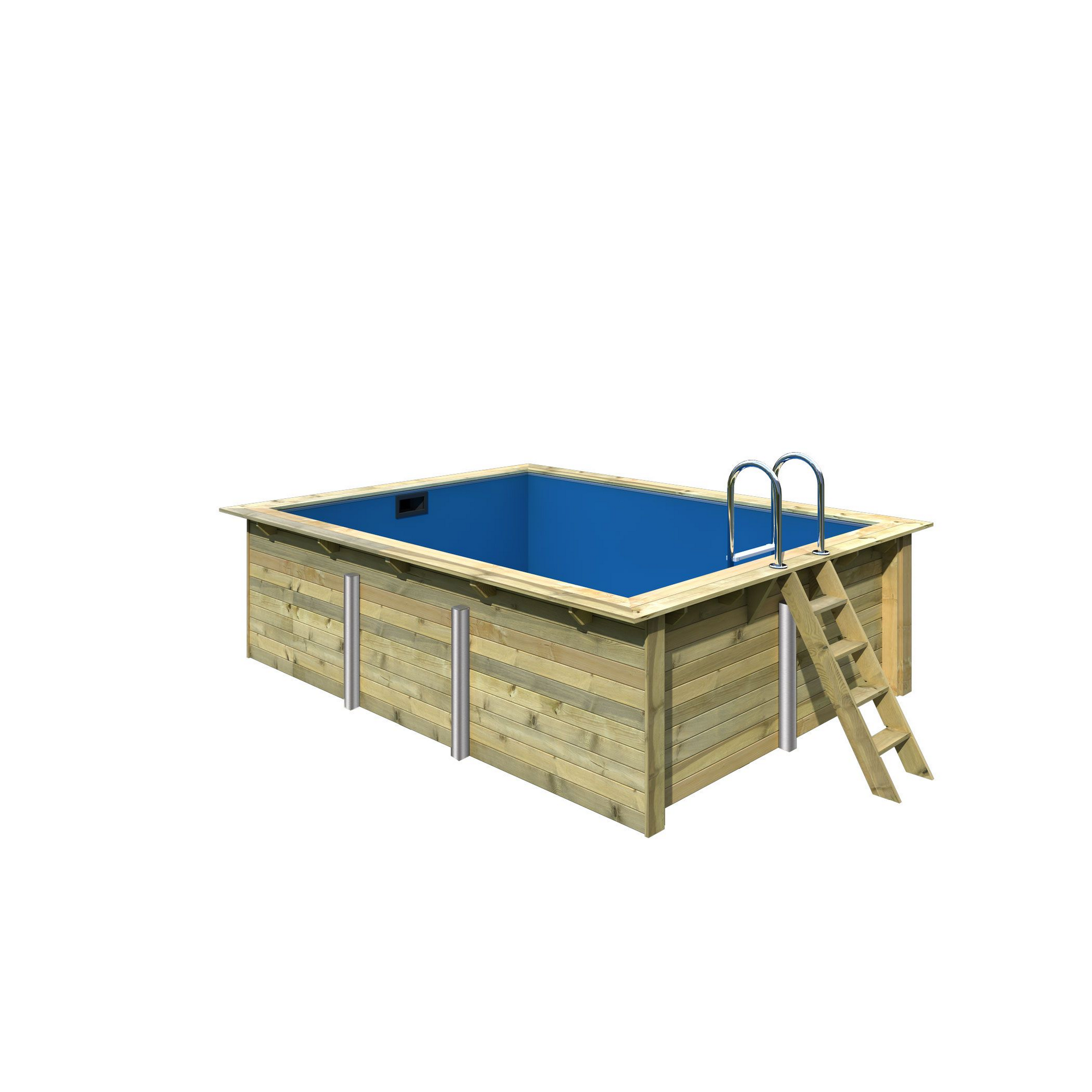 Massivholzpool-Set 'Modell Rechteck pool-Set 2' 387 x 300 x 124 cm mit Edelstahlleiter und Holzleiter + product picture
