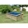 Massivholzpool-Set 'Modell Rechteck pool-Set 2' 387 x 300 x 124 cm mit Edelstahlleiter und Holzleiter