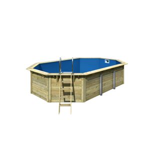 Massivholzpool-Set 'Modell pool-Set X4' 558 x 347 x 124 cm mit Edelstahlleiter und Holzleiter