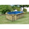 Massivholzpool-Set 'Modell pool-Set X4' 558 x 347 x 124 cm mit Edelstahlleiter und Holzleiter