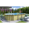 Massivholzpool-Set 'Modell pool-Set X4' 558 x 347 x 124 cm mit Edelstahlleiter und Holzleiter