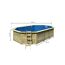 Massivholzpool-Set 'Modell pool-Set X4' 558 x 347 x 124 cm mit Edelstahlleiter und Holzleiter